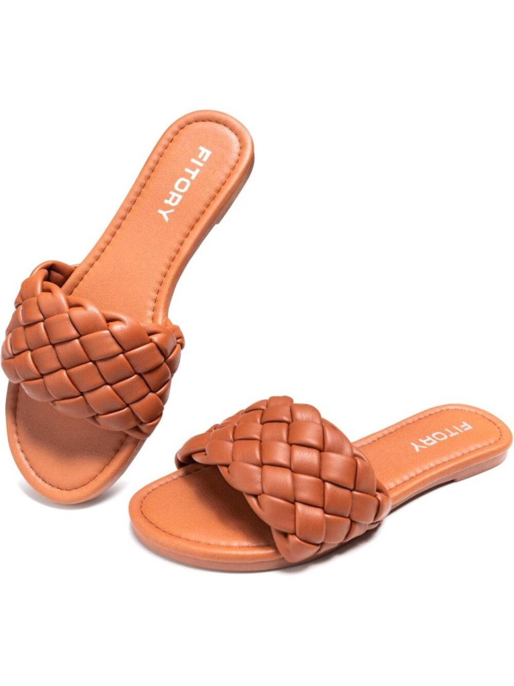 🆕Women's Dark Brown Flat Sandals Fashion Round Open Toe Slip On Slides Casual